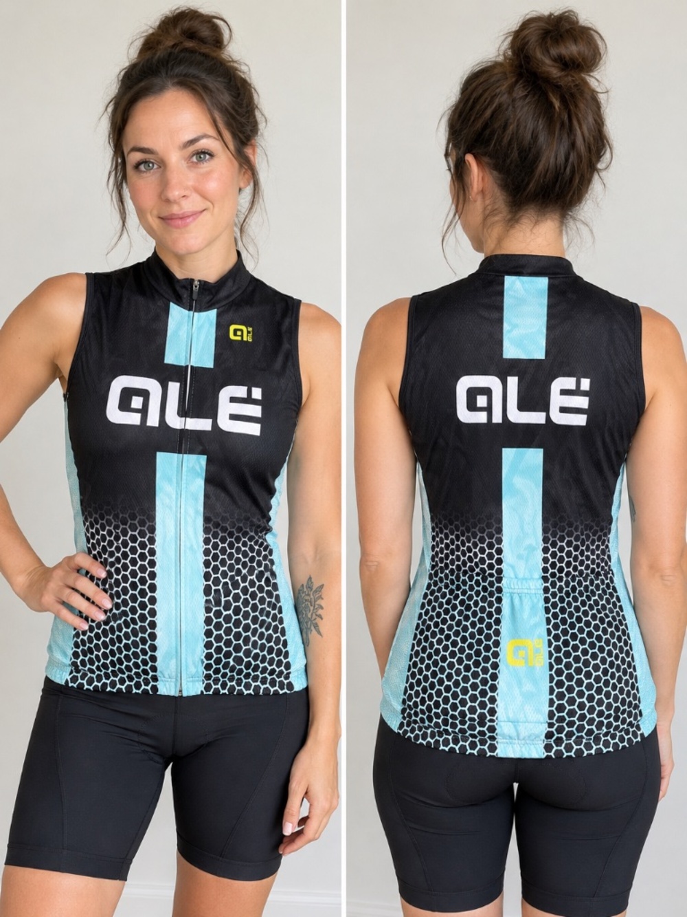 Alé Cycling Sleeveless Jersey Women’s Small Black Turquoise Full Zip